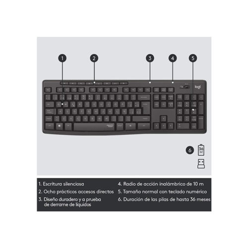 Kit Teclado + Mouse Inalambrico Logitech Mk295 (Silent) - Imagen 3